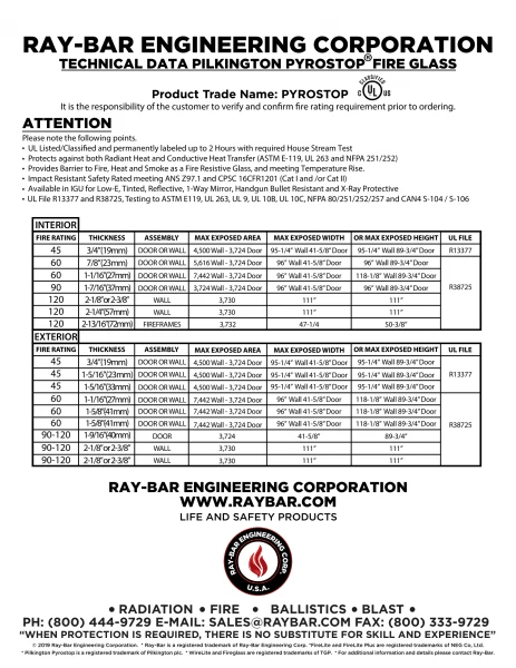 Ray-Bar Engineering Technical Data Sheet Ray-Bar Engineering Technical Data Sheet